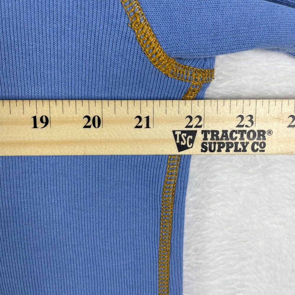 Orvis Mens Quarter Zip Pullover Sweater Blue Ribbed Cotton Flatlock Stitch Med - Picture 3 of 6